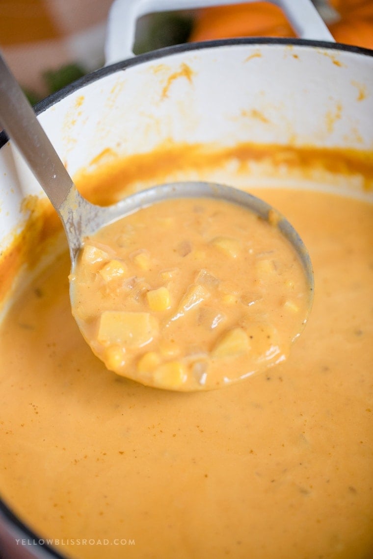 Enjoy a big pot of Pumpkin, Corn and Potato Chowder this winter!