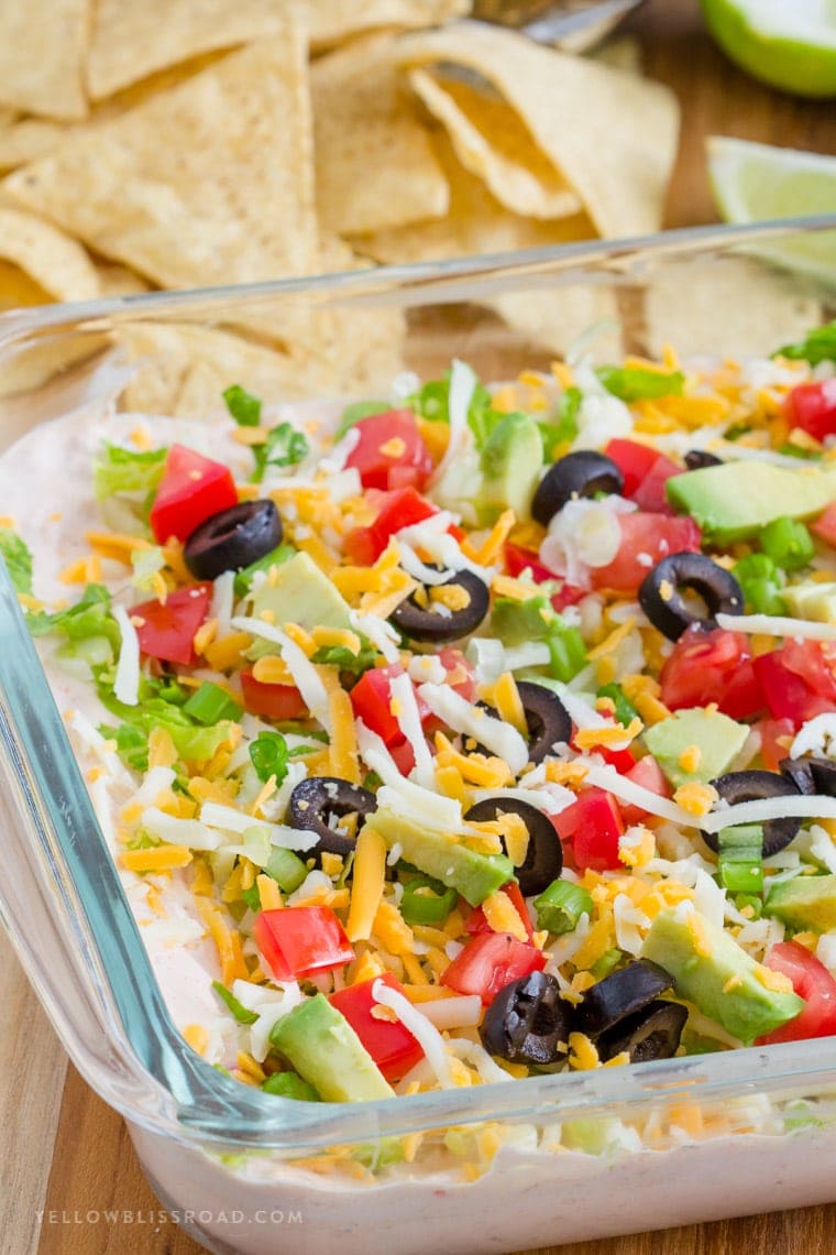 Skinny Taco Dip | Game Day Appetizer | Party Food | Lightened Up 7 Layer Dip