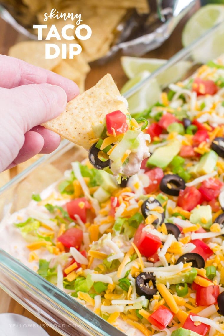 Easy Skinny Taco Dip | Game Day Appetizer | Party Food | Lightened Up 7 Layer Dip