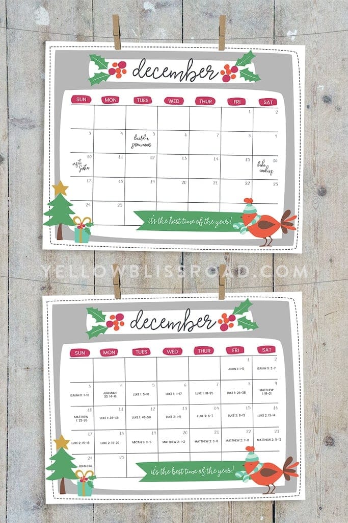 Free Printable Christmas Countdown Calendar For December