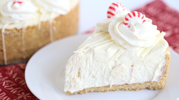 A piece of peppermint cheesecake