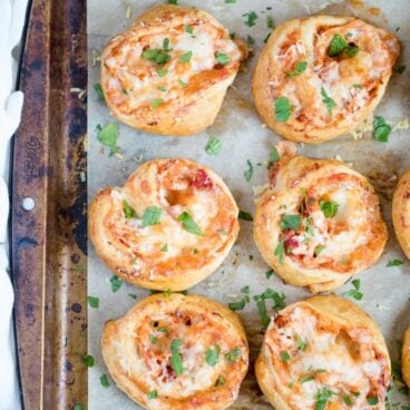 Social media image of chicken parmesan pinwheels