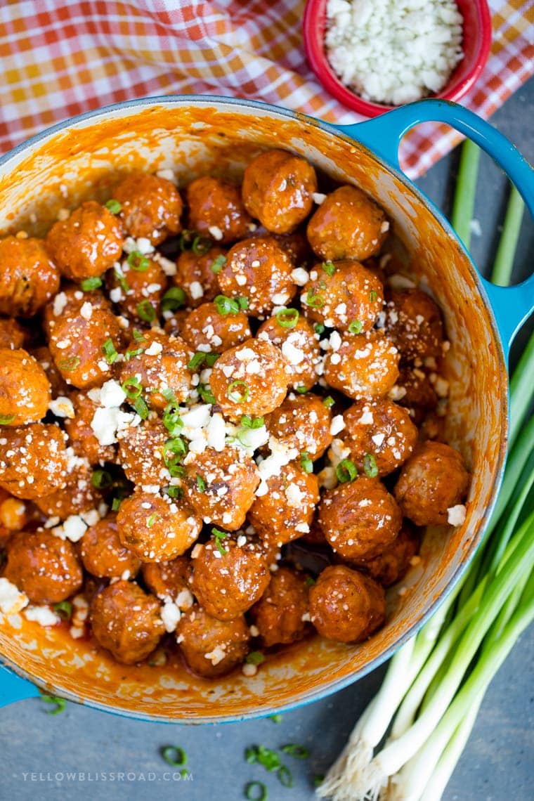 Big pot of Buffalo Ranch Meatballs | Easy appetizer for game day