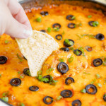Close up of cheesy enchilada dip