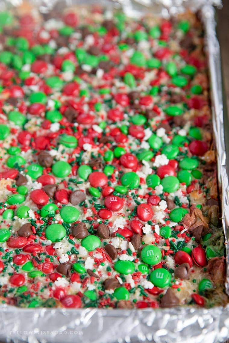 pan of Christmas Magic Layer Brownie Bars