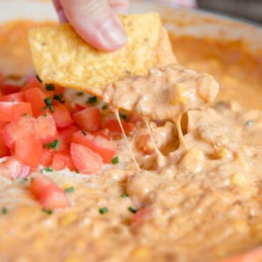 A close up of Cheesy Chorizo dip