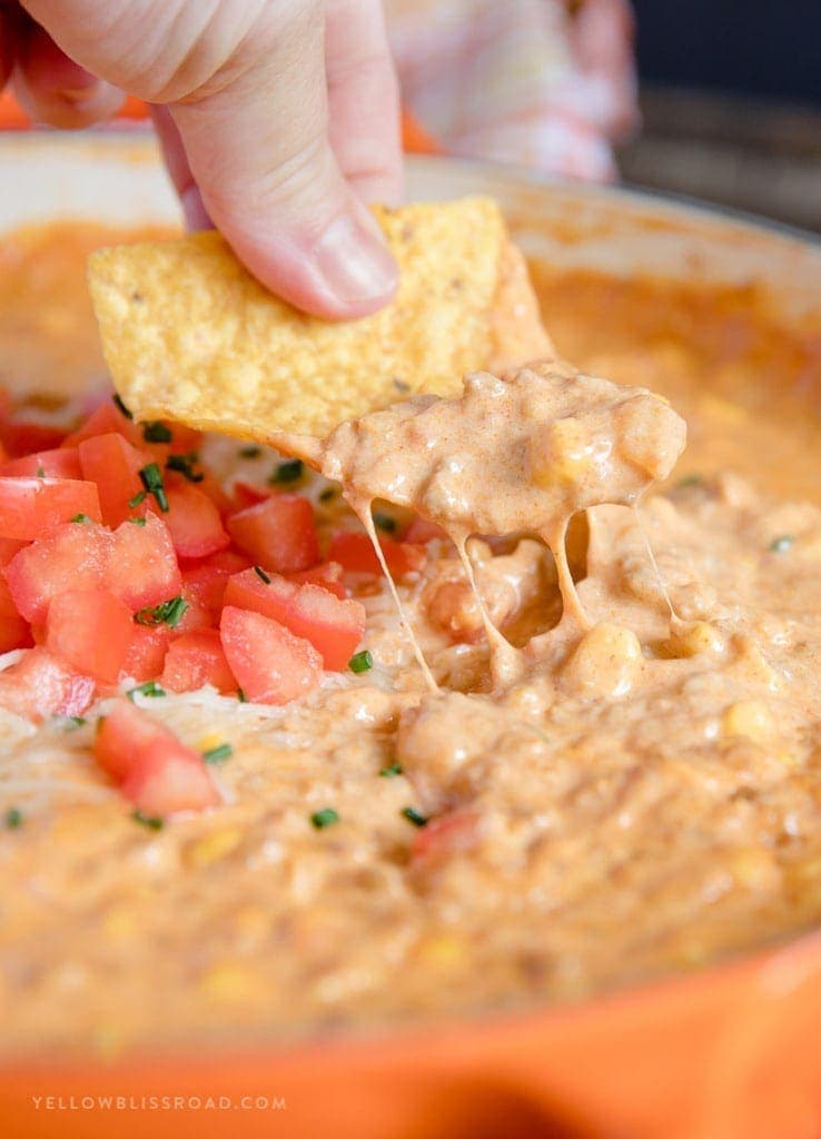 Cheesy Chorizo Dip with chips