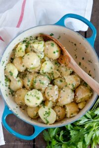 Boiled Baby Potatoes with Garlic Herb Butter