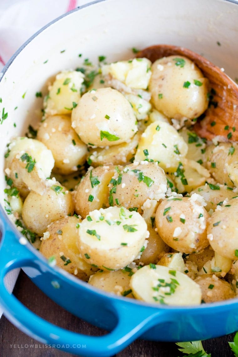 Garlic & Herb Butter Baby Potatoes are creamy, tender and bursting with flavor! 
