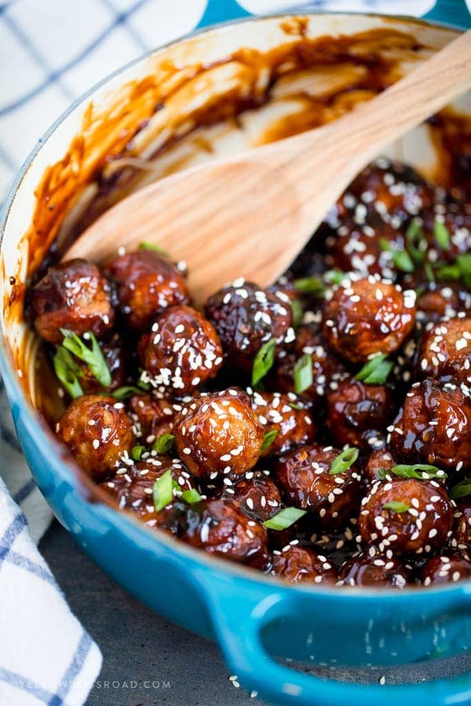 These Spicy Honey Garlic Meatballs are coated in a sweet honey glaze with a punch of garlic. Perfect as a holiday appetizer or serve a a meal over rice.