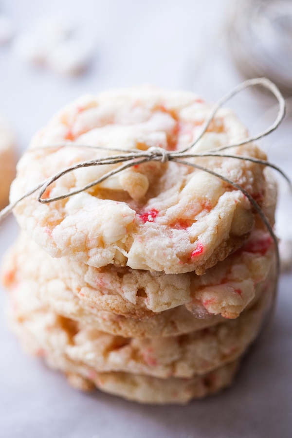 A stack of candy cane cookies