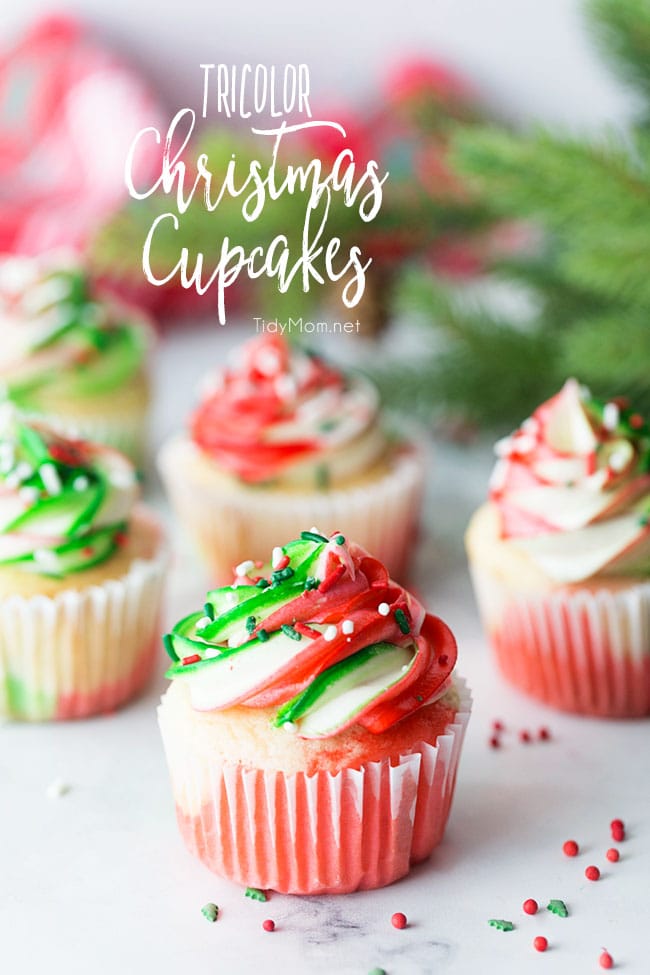 Social media image for Tricolor Christmas Cupcakes