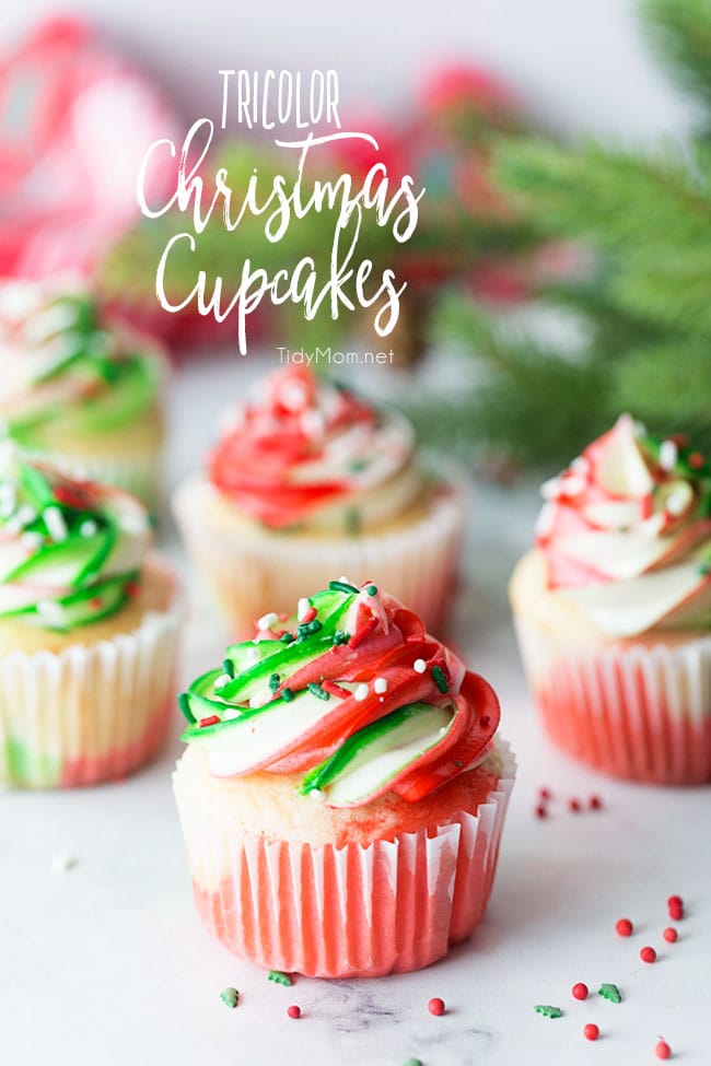 Social media image for Tricolor Christmas Cupcakes