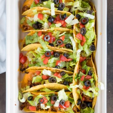 A dish filled with Ground Turkey Bean Tacos