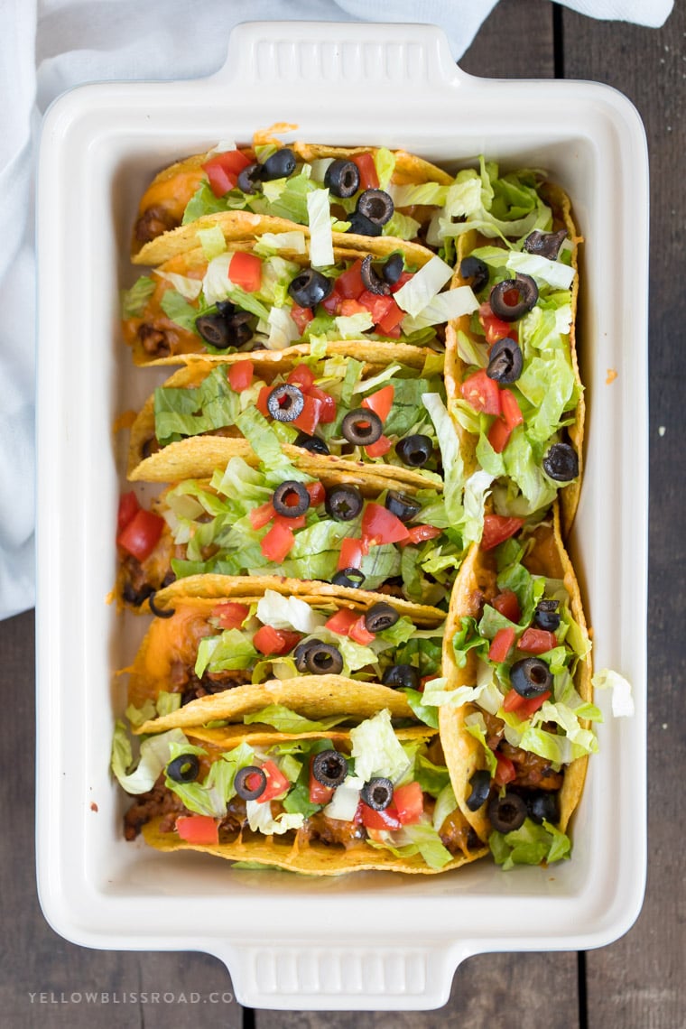 A dish filled with Ground Turkey Bean Tacos