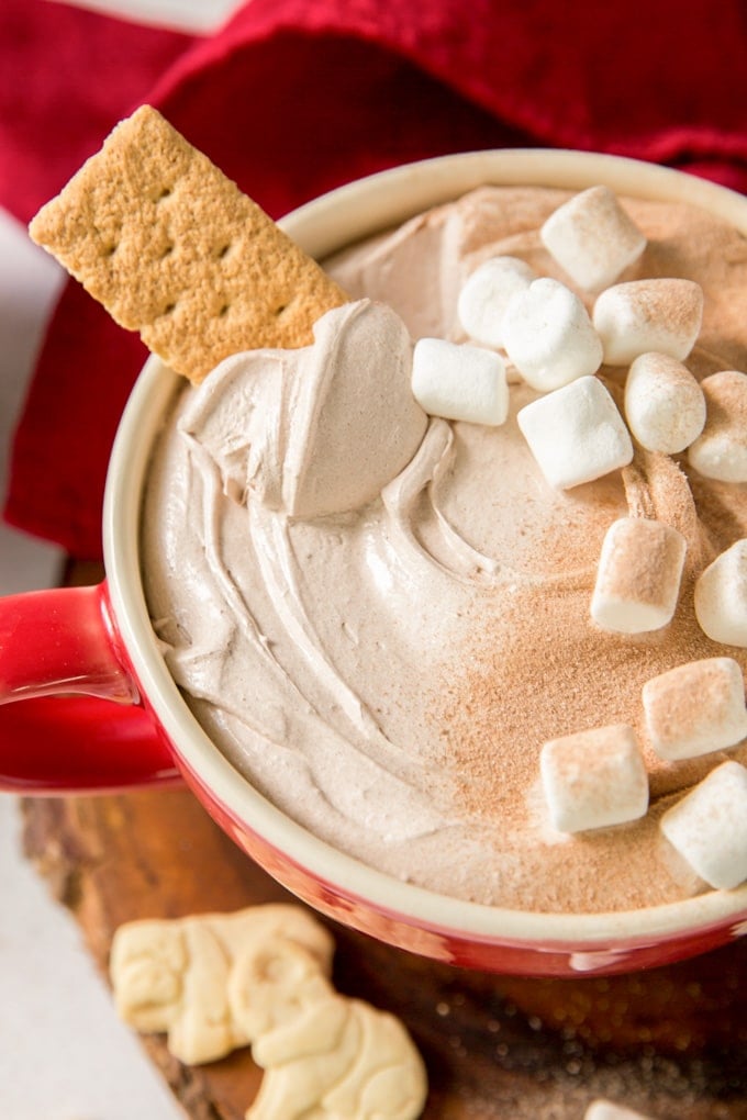 Hot chocolate dip with marshmallows