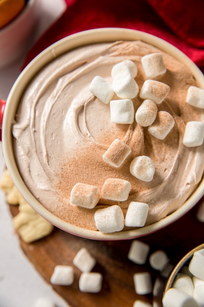 Hot chocolate dip with marshmallows