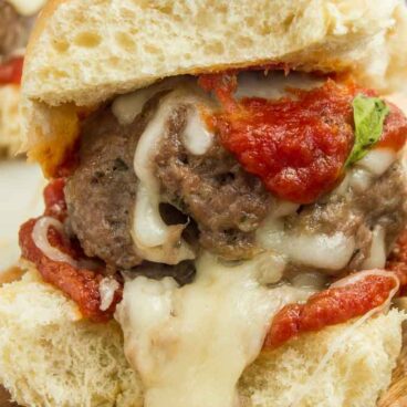 A close up of a Meatball Slider