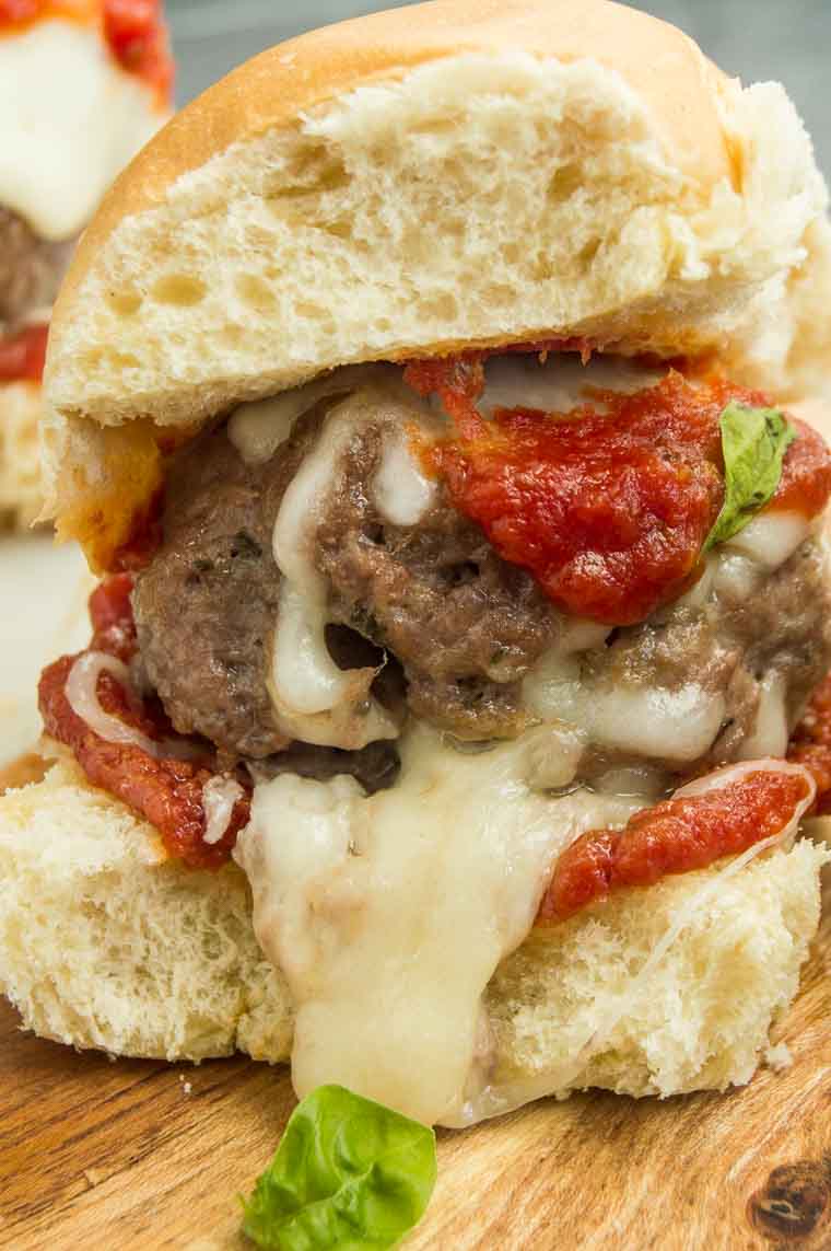 A close up of a Meatball Slider