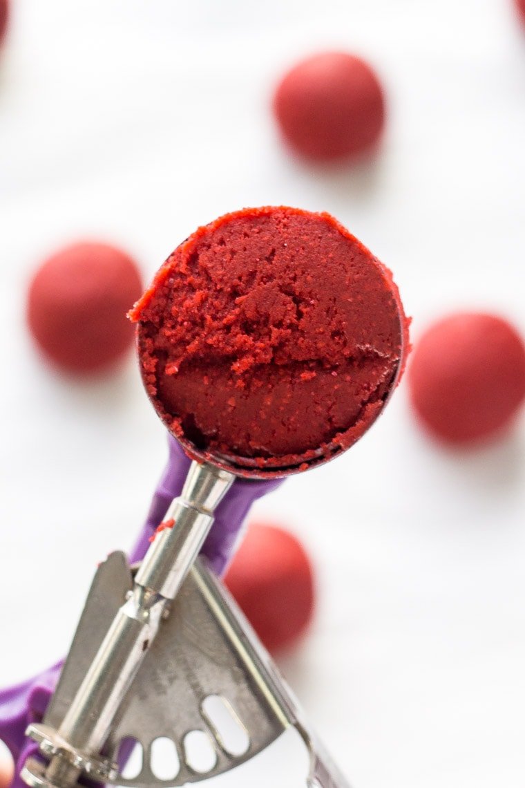 Use a cookie scoop to make these Red Velvet Cookies