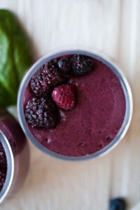 A close up of a purple Superfood Smoothie