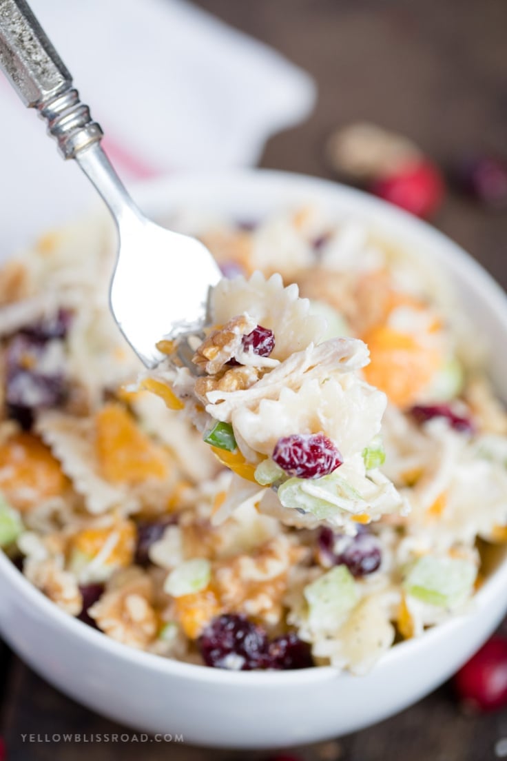 Turkey Pasta Salad with Cranberries and Walnuts