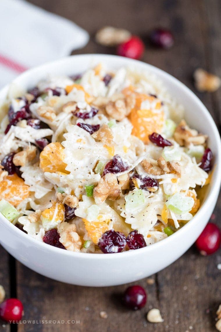 Turkey, Cranberry and Walnut Pasta Salad with Sweet and Tangy dressing, cranberry and leftover turkey