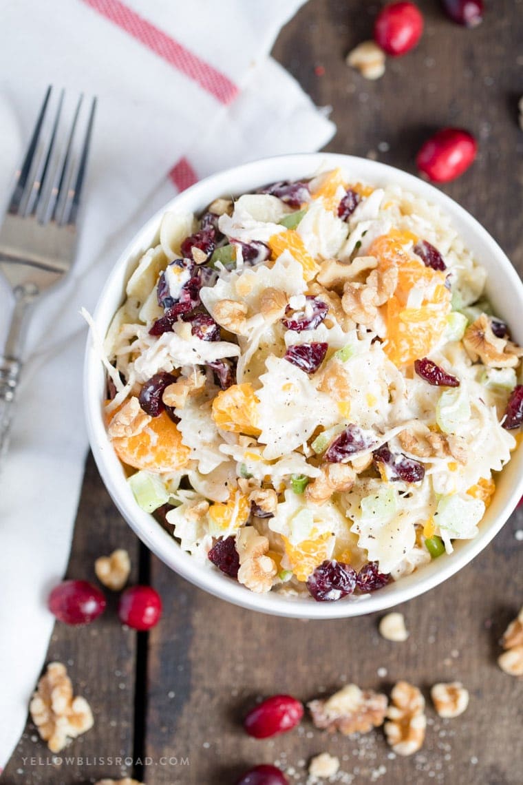 turkey, cranberry and walnut pasta salad