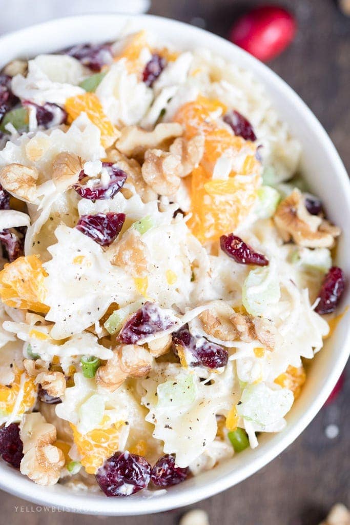 Turkey Pasta Salad with Cranberries and Walnuts