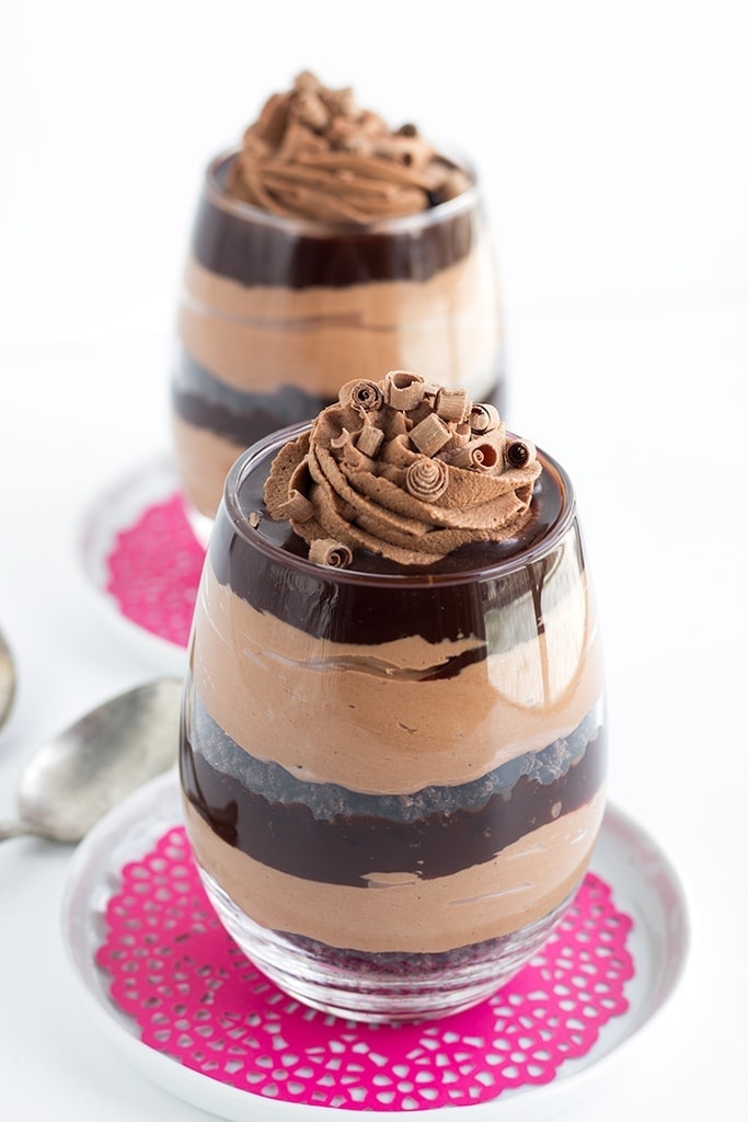 Chocolate Trifles for Two - decadent chocolate trifles perfect for any chocolate lover on Valentine's Day!