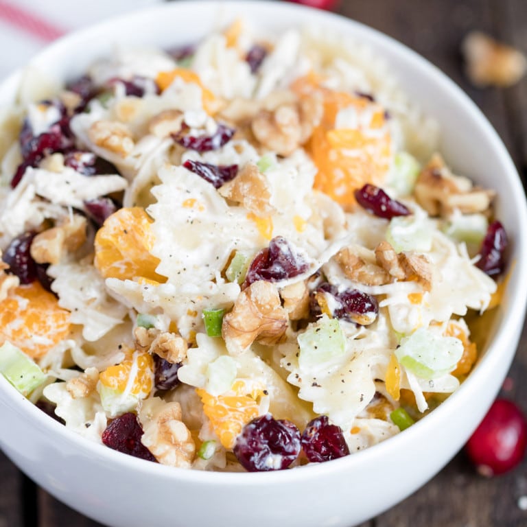 Turkey Pasta Salad with Cranberries and Walnuts