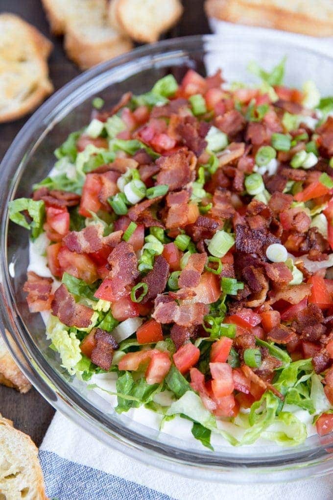 BLT Dip Recipe Game Day Party Food Cold Dip Appetizer