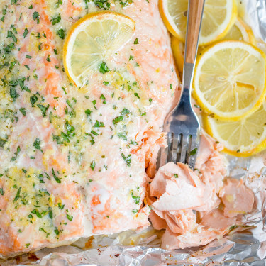 Oven Baked Salmon with Honey Garlic Butter