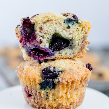 Blueberry Sour Cream Coffee Cake Muffins with Streusel Topping