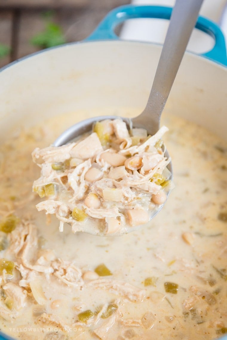 BEST Creamy White Chicken Chili Recipe | YellowBlissRoad.com