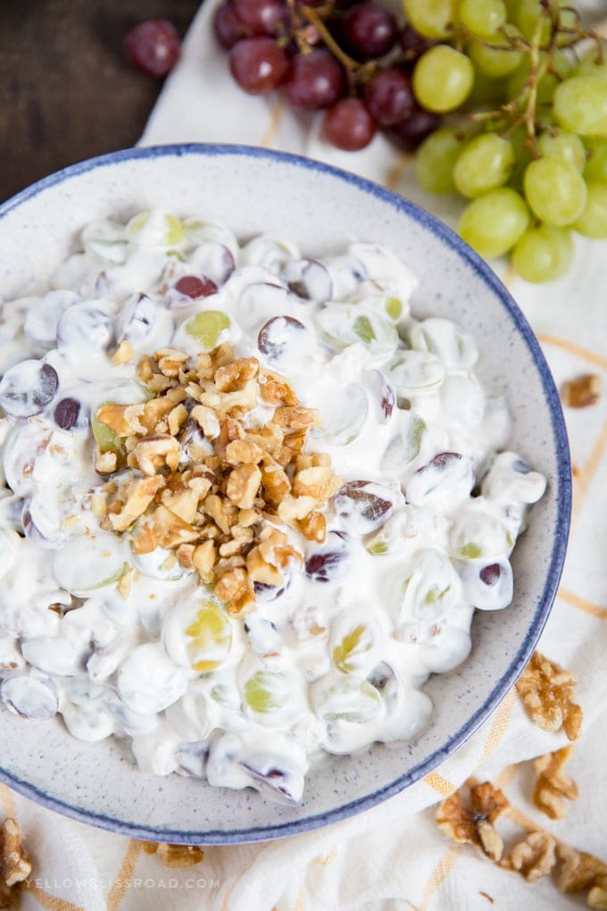 A bowl of grape salad