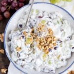 A bowl creamy grape salad