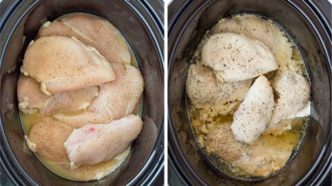 Crockpot filled with chicken
