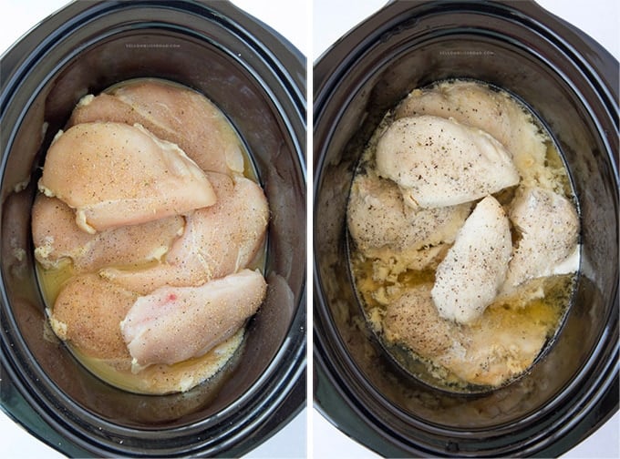 Crockpot filled with chicken