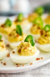 A close up image of Jalapeno Popper Deviled Eggs.