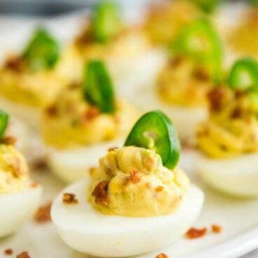 A close up image of Jalapeno Popper Deviled Eggs.