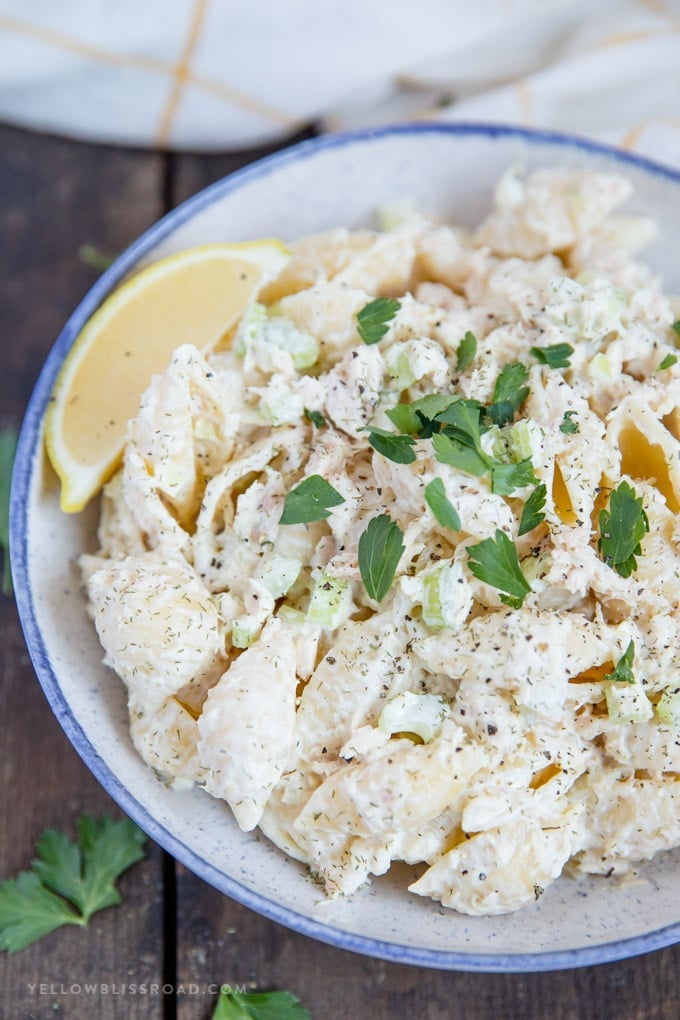 Tuna Pasta Salad: perfect for picnics or potluck, lunch or dinner | Healthy meal idea | Side Dish | Weeknight dinner