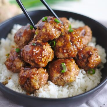 A bowl of Teriyaki Turkey Meatballs