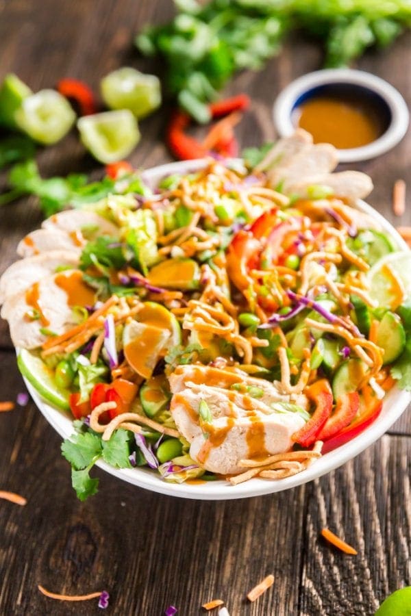 Asian Salad with Peanut Dressing | YellowBlissRoad.com