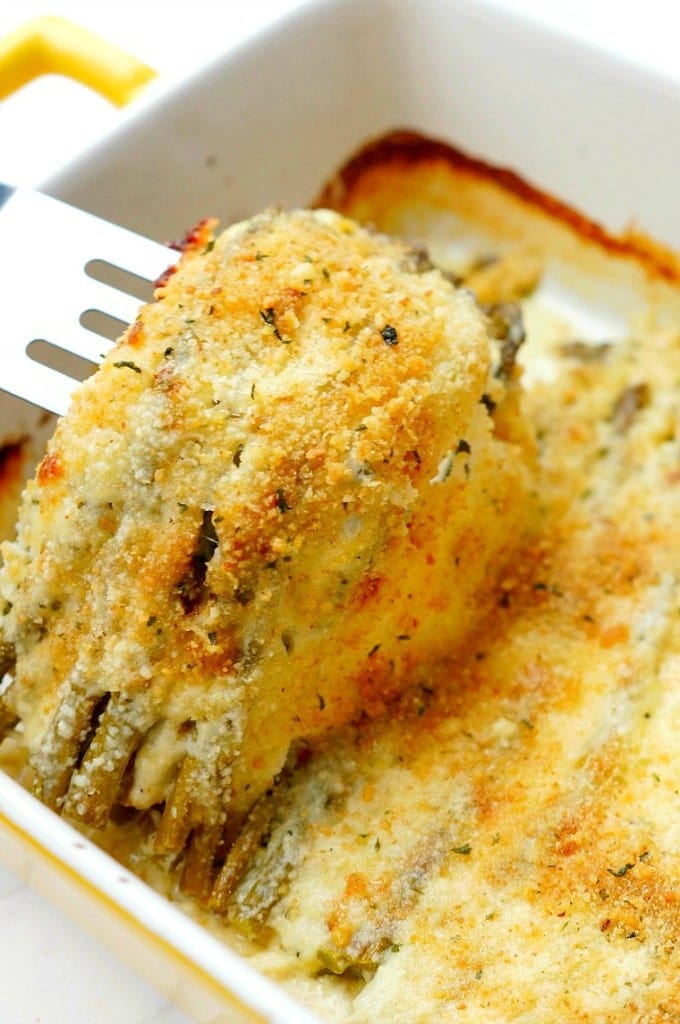 A close up of Asparagus Gratin