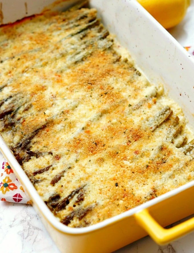 A close up of Asparagus Gratin