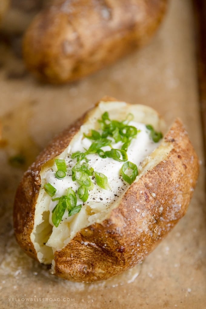 baked potatoes in parchment paper