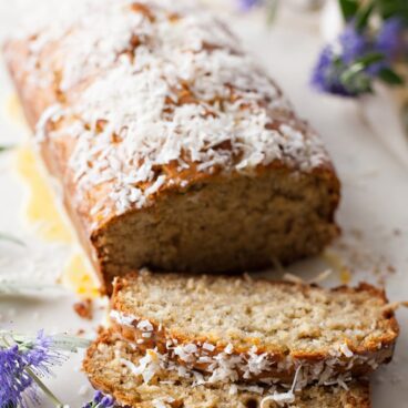 A loaf of banana coconut bread