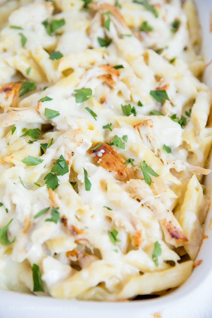 Chicken Alfredo Baked Ziti - an incredibly easy and filling weeknight dinner.