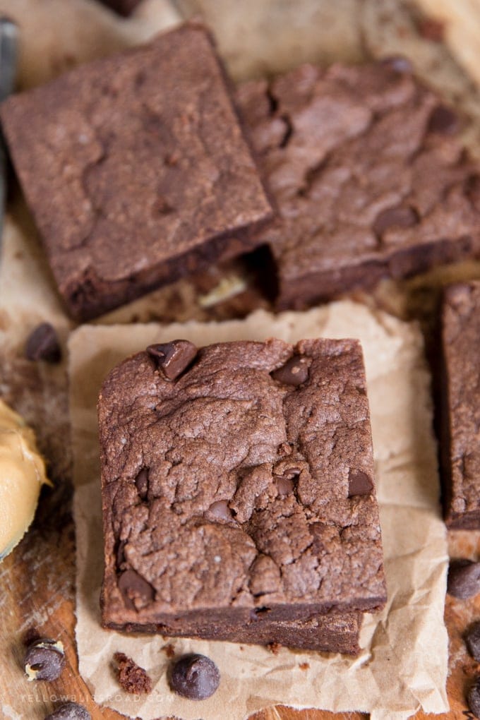 My Easy Chocolate Peanut Butter Cake Mix Brownies are intensely chocolaty, chewy and an incredibly decadent dessert. 